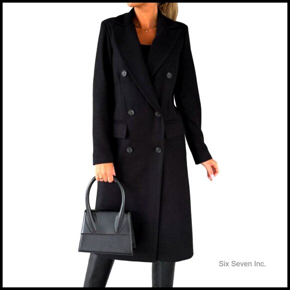 Jackets & Blazers - Woolen Fabric Long Double Breasted Trench Coat Fall Winter Pea Coat